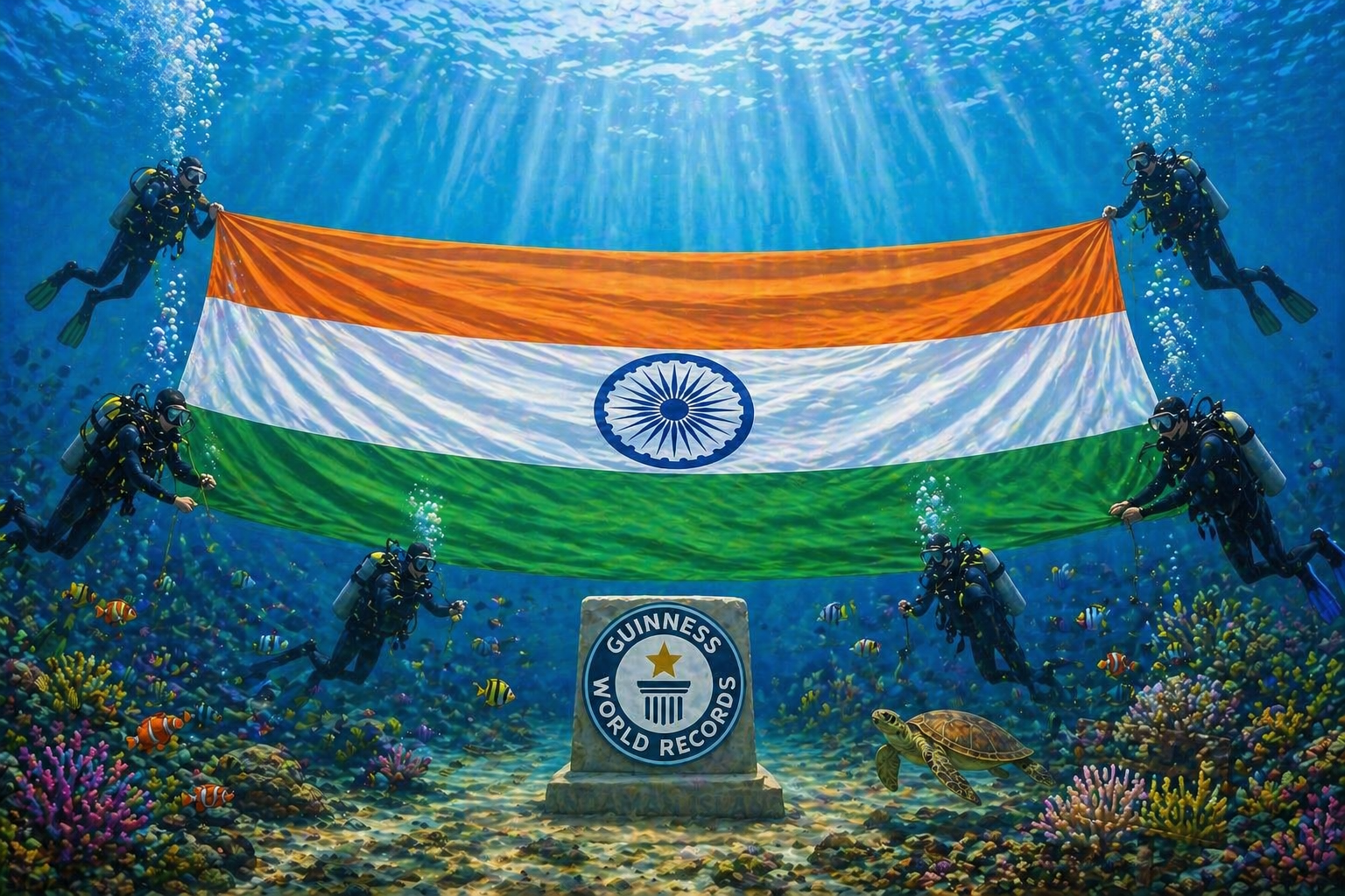 Largest Underwater Flag Unfurling: Andaman’s First Guinness World Record Attempt